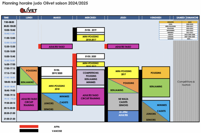 Image de l'actu 'Planning d'entrainements 2024 - 2025'